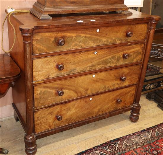 A Regency mahogany four drawer chest, W.118cm D.59cm H.105cm